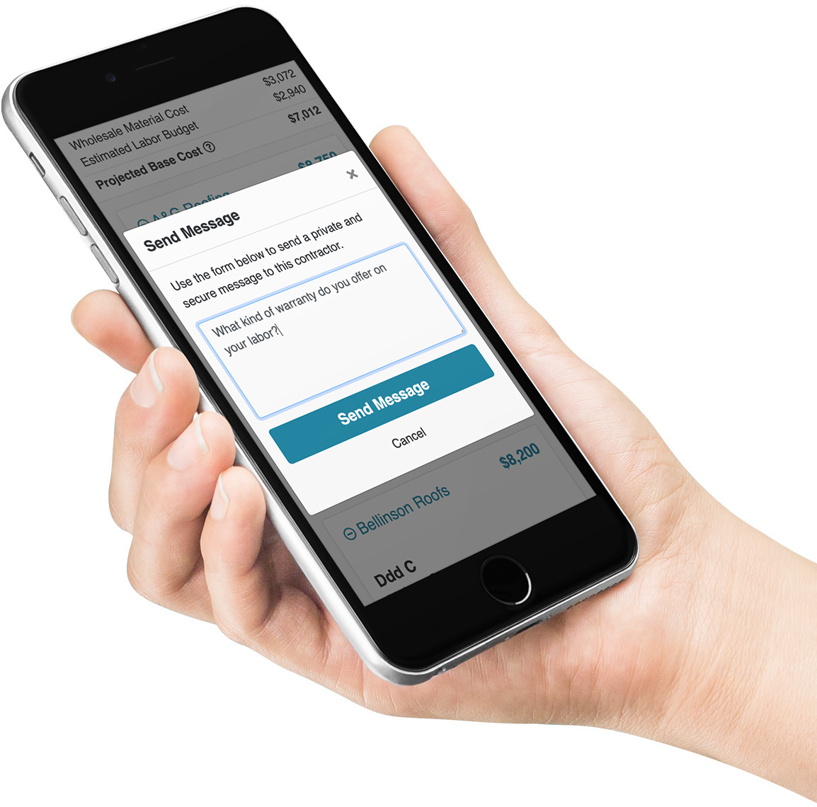 new roof estimate text messaging feature